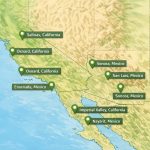Map showing Green Life Farms growing regions across California and Mexico.