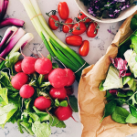 Freshly harvested radishes and green onions from Green Life Farms, a premier California produce supplier